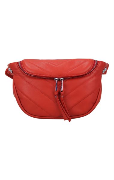 Nar Çiçeği Hakiki Deri Kadın Bel Çantası & Crossbody Bag 0206
