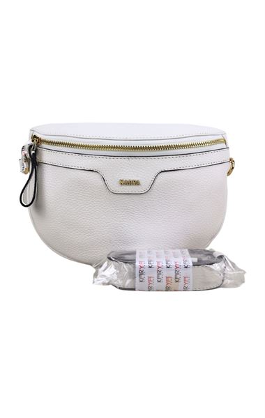Beyaz Hakiki Deri Kadın Bel Çantası & Crossbody Bag 2499