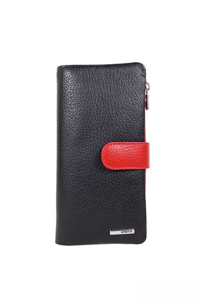 Siyah Hakiki Deri Bol Kartlıklı Kadın Cüzdan 1135