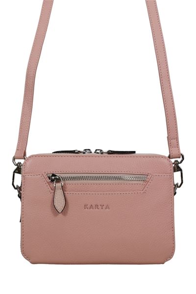 Pembe Hakiki Deri Kadın Çapraz Askılı Çanta 2328
