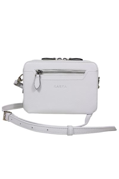 Beyaz Hakiki Deri Kadın Çapraz Askılı Çanta 2328