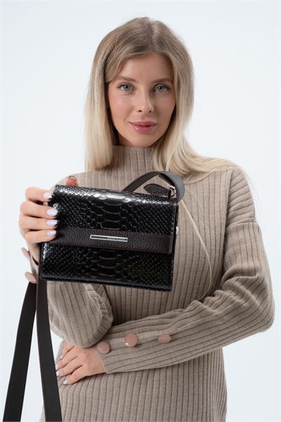 Kahverengi Kroko Hakiki Deri Kadın Çapraz Askılı Çanta 2375