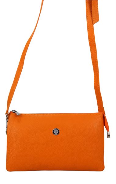 Hakiki Deri Kadın Çapraz Omuz Askılı Çanta 0836 Turuncu