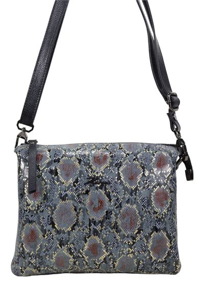 Gri Hakiki Deri Kadın Çapraz Omuz Askılı Çanta 30120