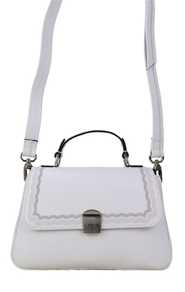 Beyaz Hakiki Deri Kadın El Çapraz Omuz Askılı Çanta 2314