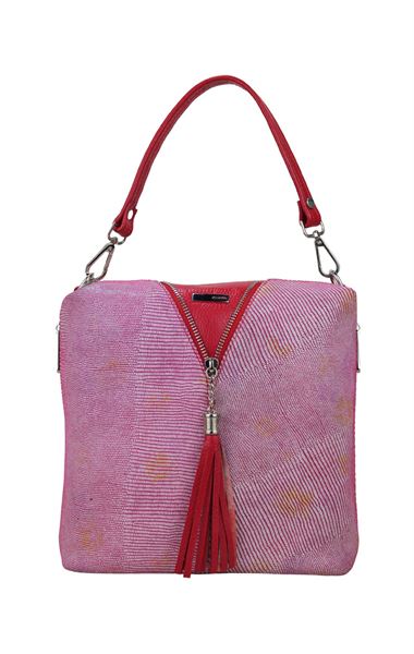 Hakiki Deri Kadın El Çapraz Omuz Askılı Çanta 5052 Pembe