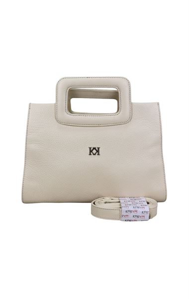 Bej Hakiki Deri Kadın El Omuz Askılı Çanta 2265