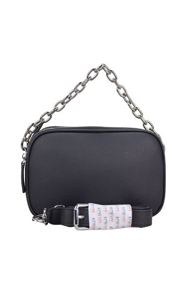 Siyah Hakiki Deri Kadın El Omuz Askılı Çanta 9002