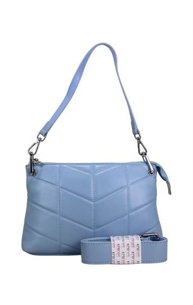 Açık Mavi Hakiki Deri Kadın El Omuz Askılı Çanta 9003