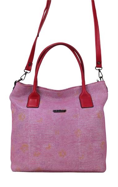 Hakiki Deri Kadın El Omuz Çapraz Askılı Çanta 5065 Pembe