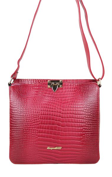 Koyu Pembe Hakiki Deri Kadın Omuz Çapraz Askılı Çanta 5087