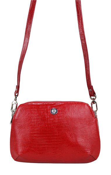Kırmızı Lazer Hakiki Deri Kadın Omuz Çapraz Askılı Çanta 9001
