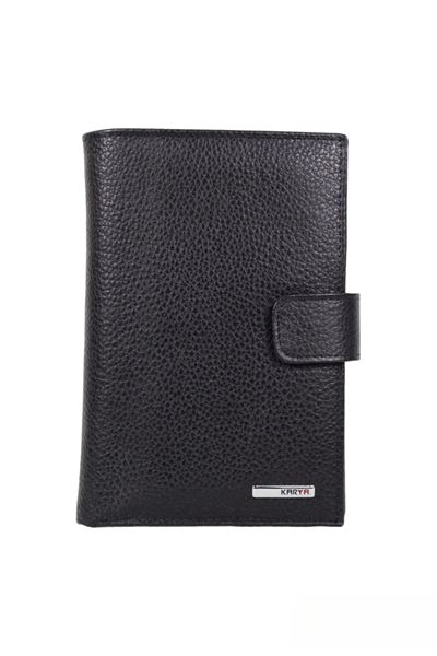 Siyah Hakiki Deri Pasaport Bölmeli Erkek Cüzdan 04050