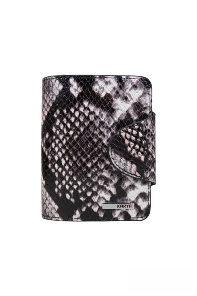 Hakiki Deri Unisex Desenli Kartlık Cüzdan 121600 Siyah - Beyaz