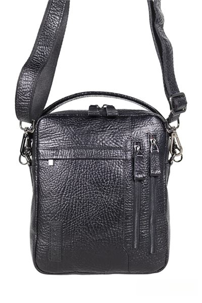 Dokulu Siyah Hakiki Deri Erkek El ve Omuz Çapraz Çanta 0254