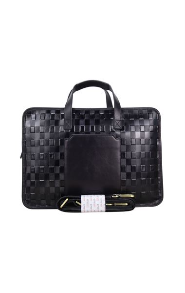 Siyah Erkek Hakiki Deri El Evrak Omuz Çapraz Çanta 9008