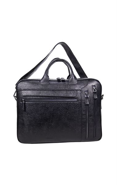 Dokulu Siyah Hakiki Deri El Evrak Laptop Omuz Çapraz Çanta 0261