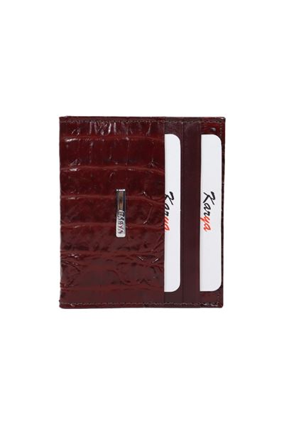 Hakiki Deri Unisex Kartlık 0020 Bordo Kroko
