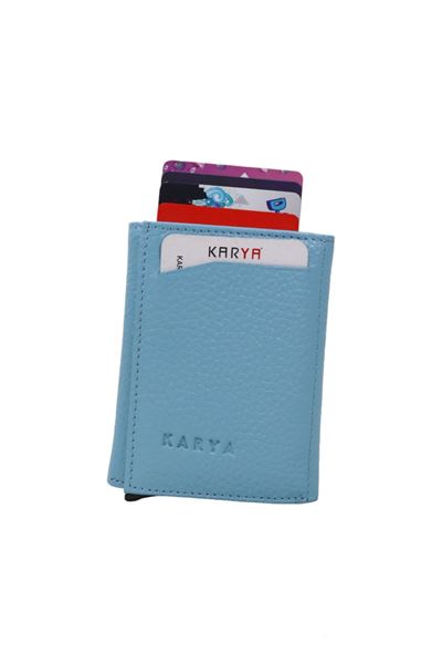 Açık Mavi Hakiki Deri Unisex Mekanizmalı Kartlık Cüzdan 006000