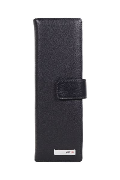 Siyah Hakiki Deri Unisex Uzun Kartlık 006