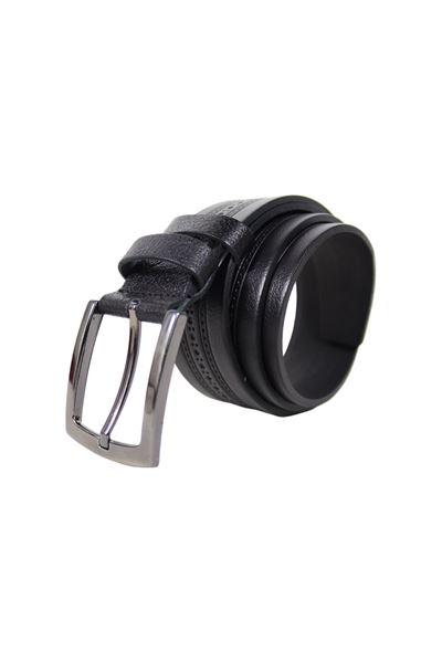 Siyah %100 Hakiki Deri Desenli Erkek Kemer 8011