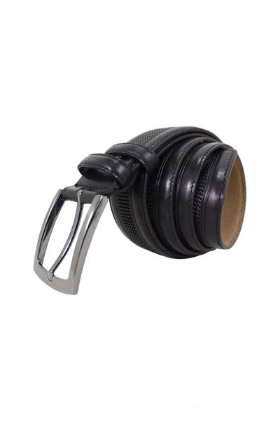 Siyah %100 Hakiki Deri Desenli Erkek Kemer 8013