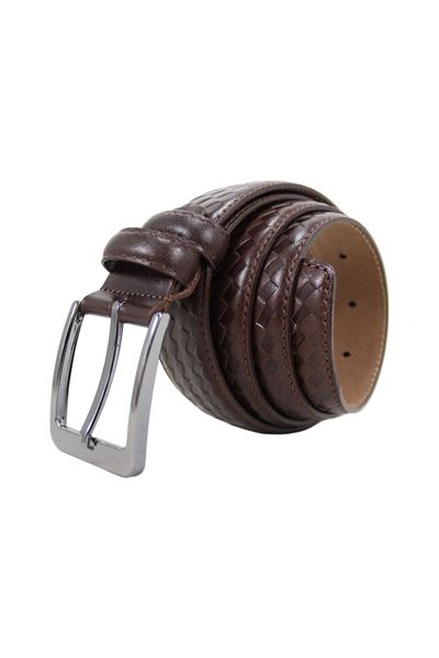 Kahverengi %100 Hakiki Deri Desenli Erkek Kemer 8027