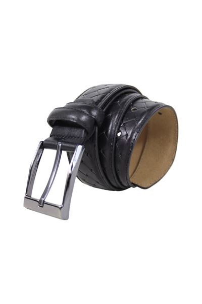 Siyah %100 Hakiki Deri Desenli Erkek Kemer 8028