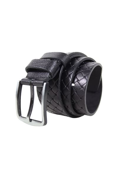 Siyah %100 Hakiki Deri Desenli Erkek Kemer 8029