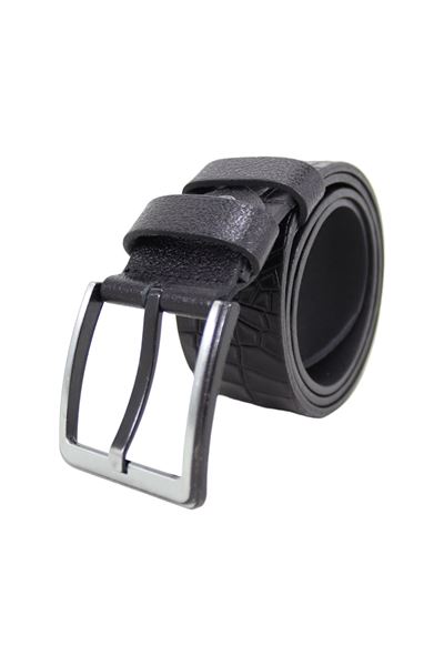 Siyah %100 Hakiki Deri Erkek Siyah Kroko Kemer 8003