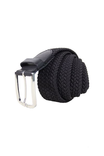 %100 Hakiki Deri Örgü Kemer 8007 Siyah