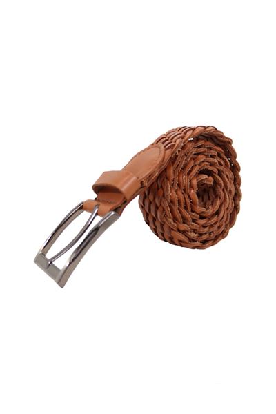 Taba %100 Hakiki Deri Örgü Kemer 8008