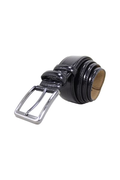 %100 Hakiki Deri Rugan Siyah Erkek Kemer 8009 Siyah