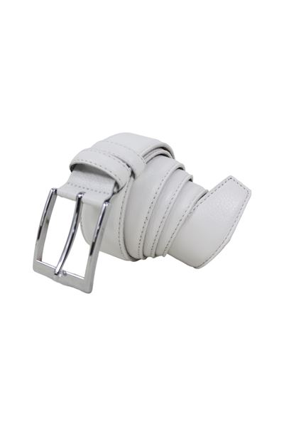 %100 Hakiki Deri Unisex Kemer 8019 Beyaz