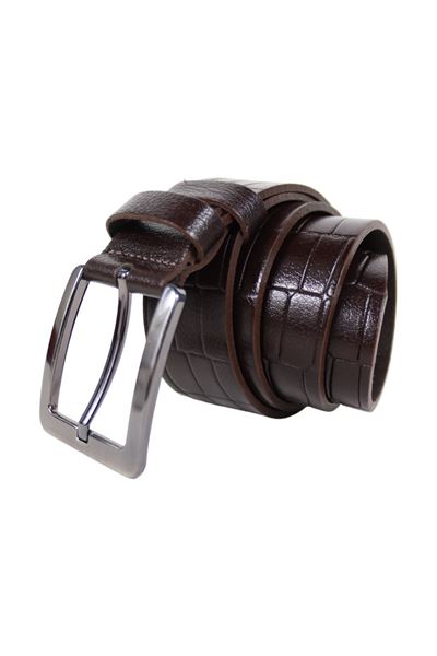 %100 Hakiki Kroko Deri Erkek Kemer 8005 Kahverengi