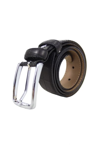 Siyah %100 Hakiki Kroko Deri Erkek Kemer 8037