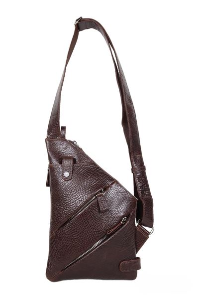 Koyu Kahverengi Erkek Hakiki Deri Omuz Çapraz Göğüs Askılı Body Bag Çanta 6013