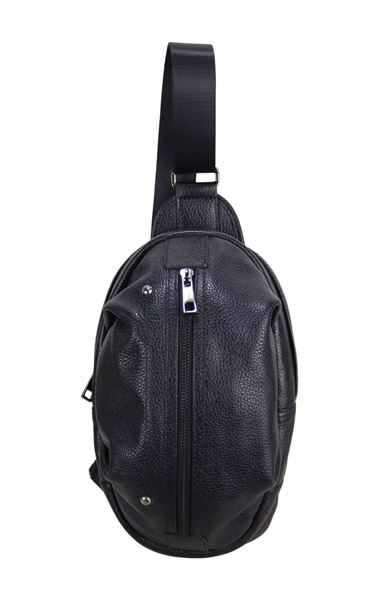 Siyah Hakiki Deri Bodybag Çapraz Göğüs Sırt Çantası 9013