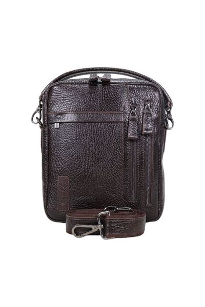 Kahverengi Hakiki Deri Erkek El ve Omuz Çapraz Çanta 02540