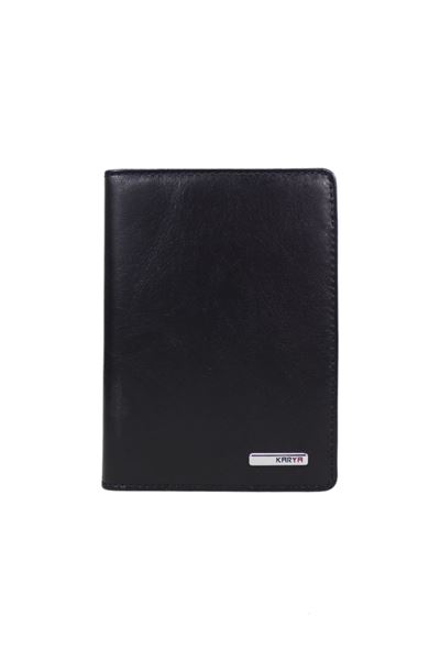 Hakiki Deri Unisex Kartlıklı Pasaport Kılıfı 0092 Siyah Düz