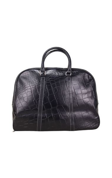 Siyah Kroko Unisex Hakiki Deri Seyahat Çanta 9007