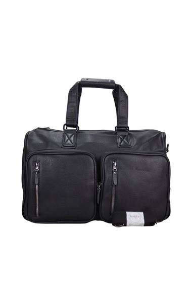 Siyah Unisex Hakiki Deri Seyahat Çanta 9009