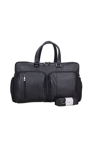 Siyah Unisex Hakiki Deri Seyahat Çanta 9010