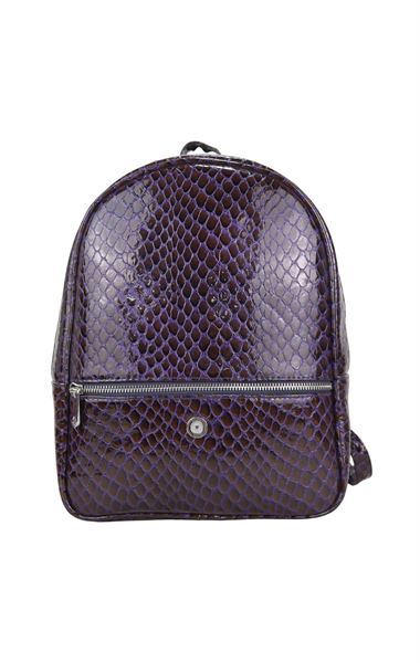 Mor Hakiki Deri Kadın Sırt Çantası 6003