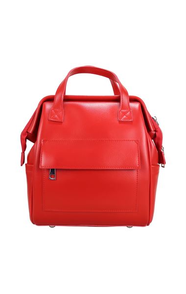 Kırmızı Hakiki Deri Kadın Sırt Çantası 9006